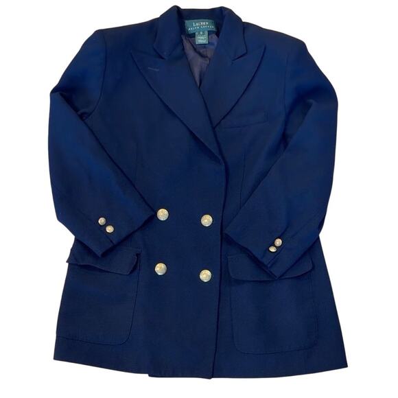 Lauren Ralph Lauren Vintage Double Breasted Blazer 100%‎ Wool Size 12 - Picture 1 of 4